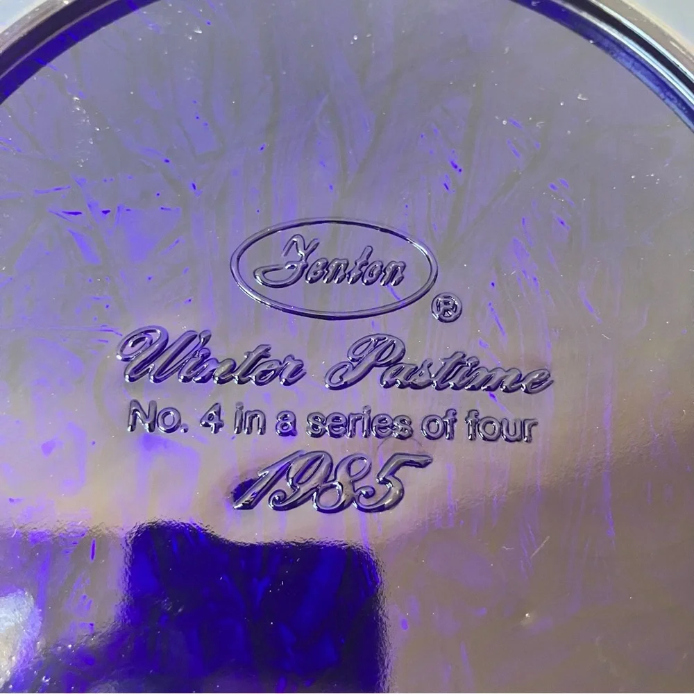 Fenton | Vintage 1985 Courier And Ives Winter Pastime Carnival Glass Plate